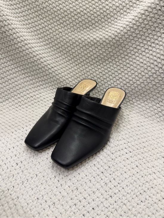 Vince Camuto Shoes - Vince Camuto Square Toe Leather Mule Kitten Heels